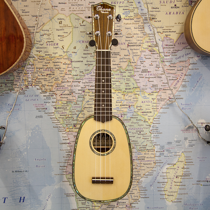 Ohana TPK-70G All Solid Pineapple Sopranino Ukulele — World of Ukes